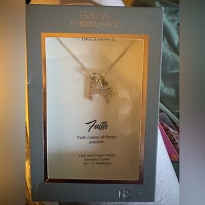 14K Gold Plated  Crystal Necklace by Believe By Brilliance